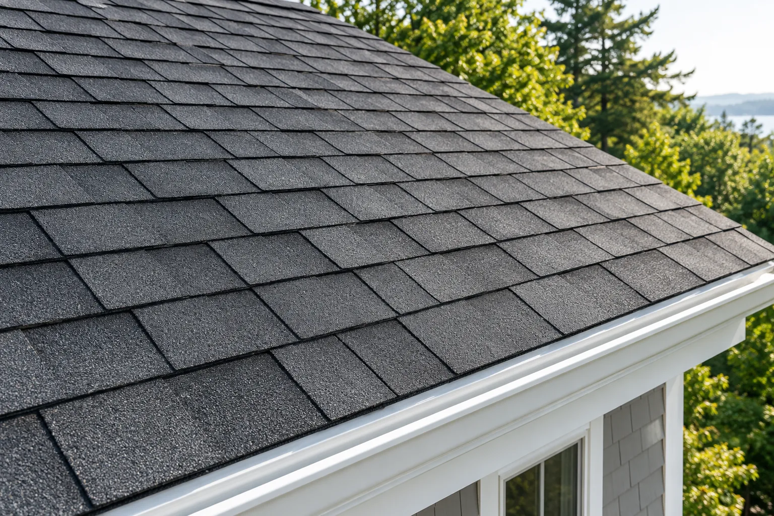 Illustrative close-up of architectural roof shingles